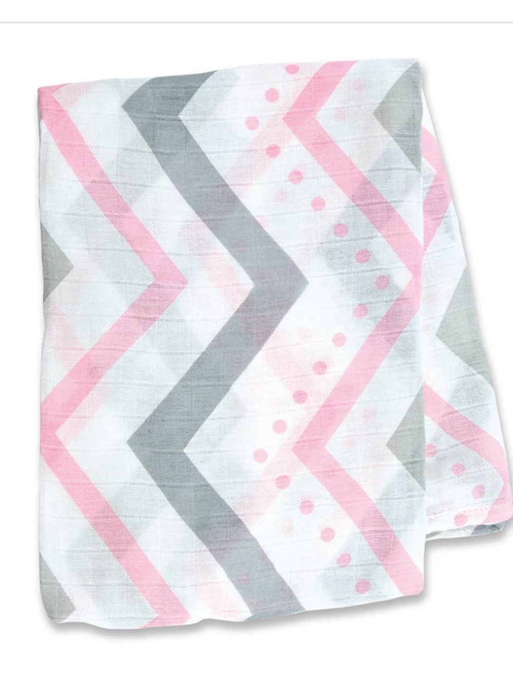 NWT Lulujo Pink Grey White Chevron Bamboo Muslin Swaddle Baby Blanket